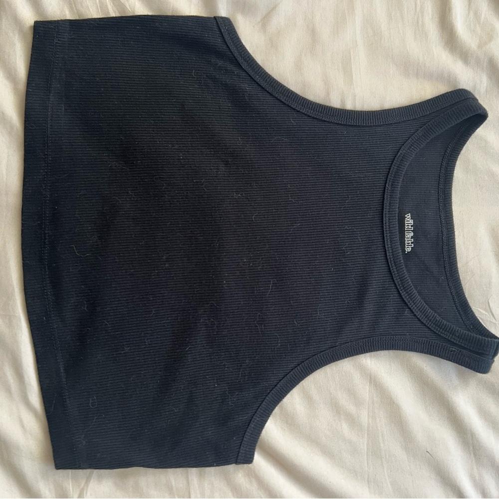 Black Ribbed Crop Top